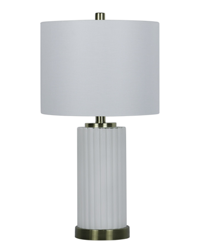 Fangio Lighting 23" Architectural Glass Column Table Lamp With Designer Shade In White