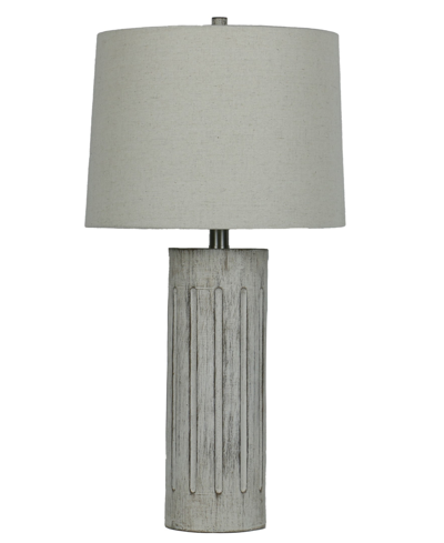 Fangio Lighting 26" Scribed Column Table Lamp With Designer Shade In Antique White