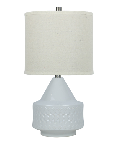 Fangio Lighting 21" Tribal Relief Table Lamp With Designer Shade In White