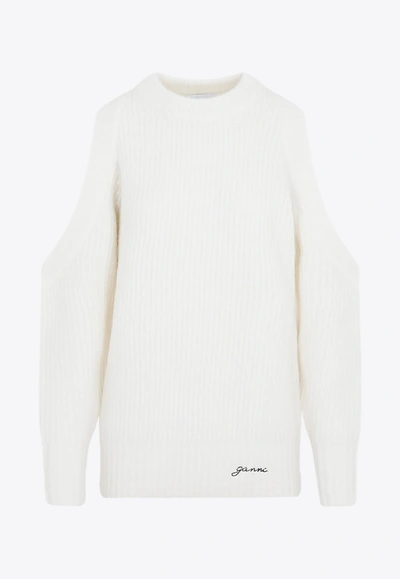 Ganni Chunky Knit Sweater In White