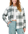 JUST POLLY JUNIORS' PLAID BUTTON-DOWN TOP