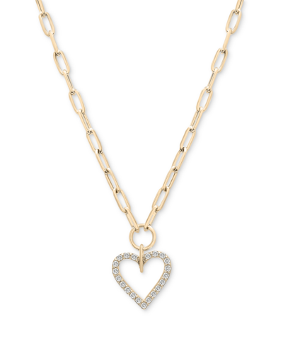 Wrapped In Love Diamond Heart Paperclip Link 17" Pendant Necklace (1/2 Ct. T.w.) In 14k Gold, Created For Macy's In Yellow Gold