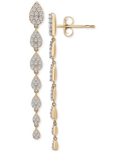 Wrapped In Love Diamond Cluster Linear Drop Earrings (1 Ct. T.w.) In 14k Gold Or 14k White Gold, Created For Macy's In Yellow Gold