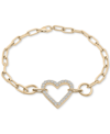 WRAPPED IN LOVE DIAMOND HEART PAPERCLIP LINK BRACELET (1/2 CT. T.W.) IN 14K GOLD, CREATED FOR MACY'S