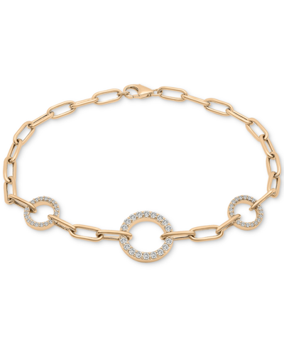 Wrapped In Love Diamond Circles Paperclip Link Bracelet (1/2 Ct. T.w.) In 14k Gold, Created For Macy's In Yellow Gold