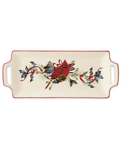 Lenox Winter Greetings Hors D'oeuvre Tray In Red  Green And Ivory