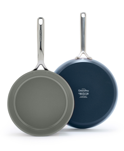 Greenpan Gp5 Hard Anodized Healthy Ceramic Nonstick 2-piece Fry Pan Set, 9.5" And 11" In Oxford Blue