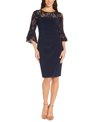 Adrianna Papell Womens Laced Knee-length Cocktail And Party Dress In Midnight