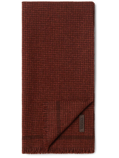 Zegna Fringed-edge Wool-silk Scarf In Red