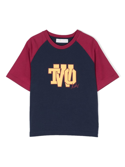 There Was One Kids' Logo-print Cotton T-shirt In Blue