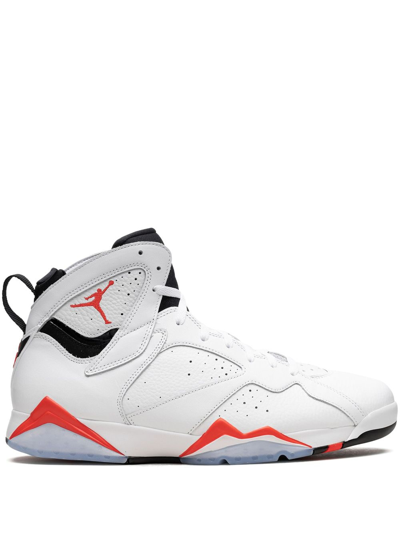 Jordan Mens Infrared Air 7 Leather High-top Trainers In White/black/red