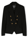 Balmain Double-breasted Blazer With Embossed Buttons In Black
