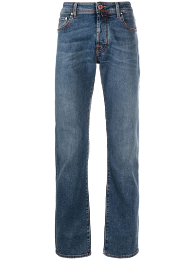 Jacob Cohen Logo-patch Cotton Jeans In Blue