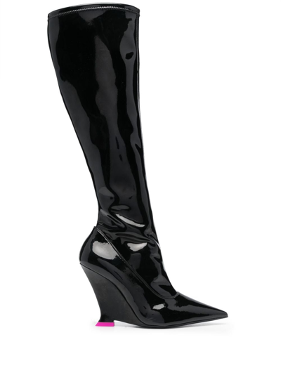 3juin Frida 100mm Patent Leather Boots In Black