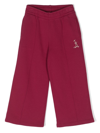 THERE WAS ONE LOGO-EMBROIDERED WIDE-LEG TRACK PANTS