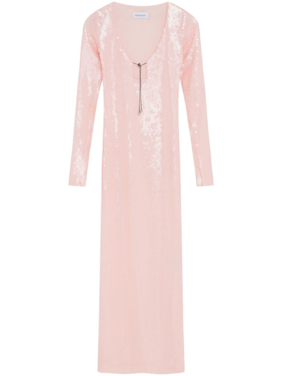 16arlington Solaria Sequined Stretch-tulle Maxi Dress In Baby-pink