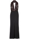 16ARLINGTON SEQUIN-EMBELLISHED HALTERNECK DRESS