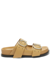 JIL SANDER BUCKLE LEATHER FLAT SANDALS