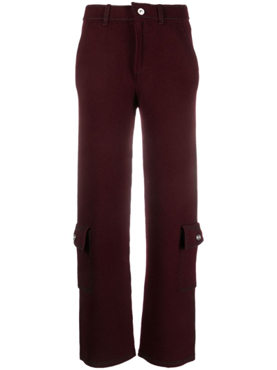 Barrie Mid-rise Fine-knit Cargo Trousers In Red