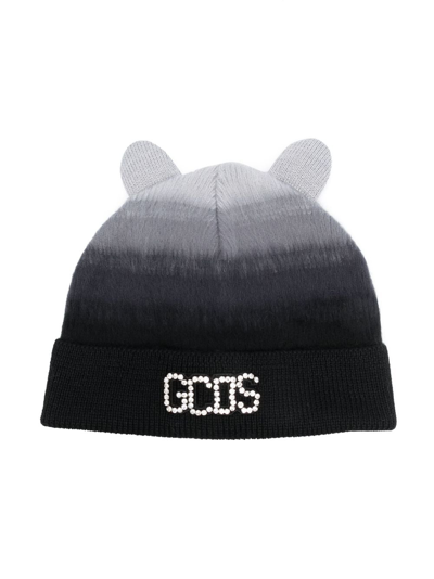 Gcds Teddy Gradient-effect Beanie In Black