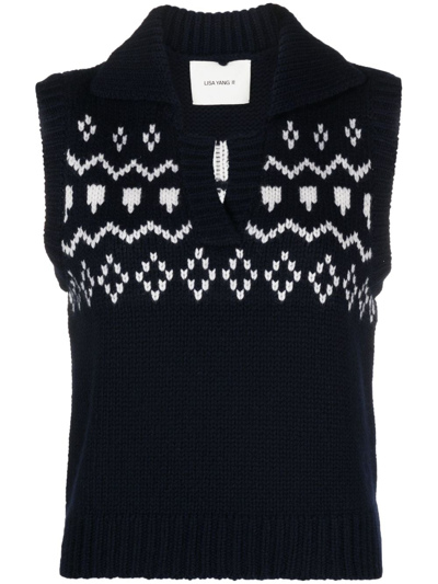 Lisa Yang Remington Fair Isle-jacquard Cashmere Sweater Vest In Blue