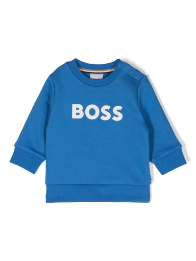 Bosswear Babies' Logo-print Cotton Sweatshirt In Blue