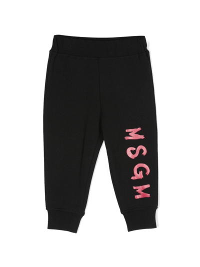 Msgm Babies' Logo-print Jersey Track Pants In Black