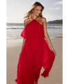 Petal And Pup Womens Gia Pleated Halterneck Maxi Dress In Red