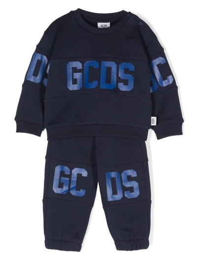 Gcds Babies' Logo-print Cotton Tracksuit In Blue