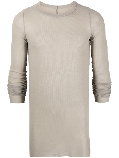 Rick Owens T-shirt Rib Ls T In Grey