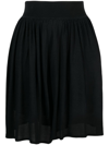 Tory Burch Viscose Shorts With Elastic Waistband And Pleated Design In Black