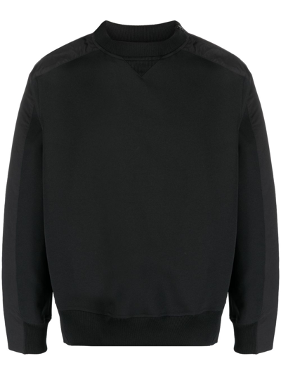 Sacai Zip-detail Long-sleeve Sweatshirt In Black