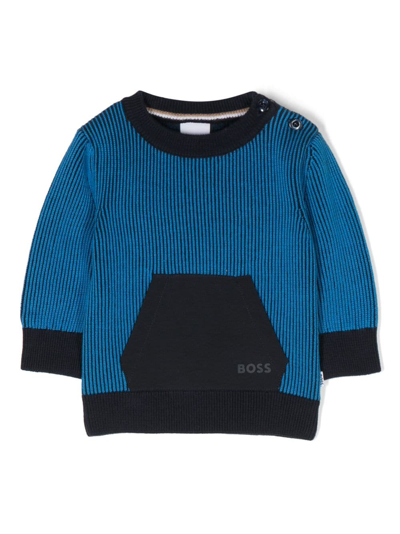 Bosswear Babies' Logo-print Knitted Jumper In Blue