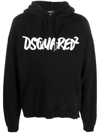 DSQUARED2 LOGO-PRINT DISTRESSED-EFFECT HOODIE