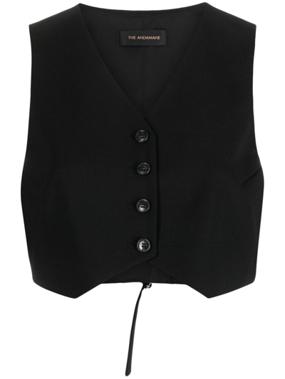 The Andamane Cropped V-neck Waistcoat In Black