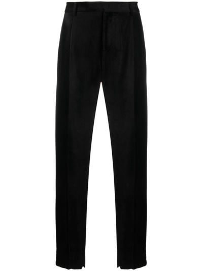 Lardini Velvet Straight-leg Trousers In Black