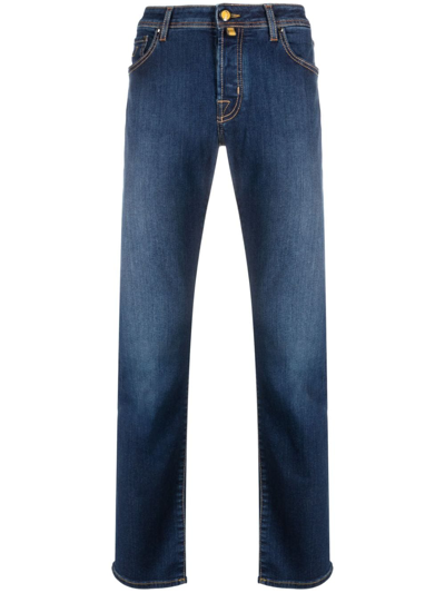 Jacob Cohen Handkerchief-detail Straight-leg Jeans In Blue