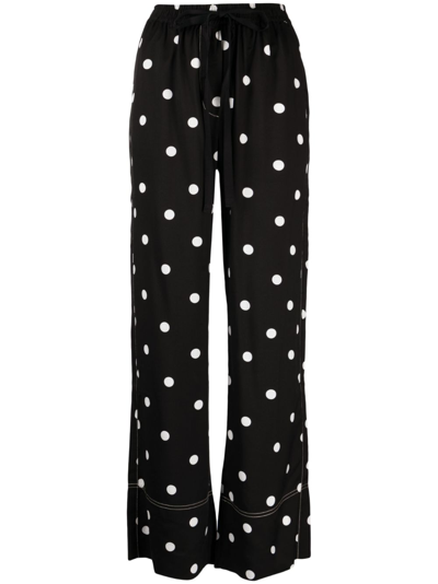 Lee Mathews Olive Polka Dot-print Trousers In Black