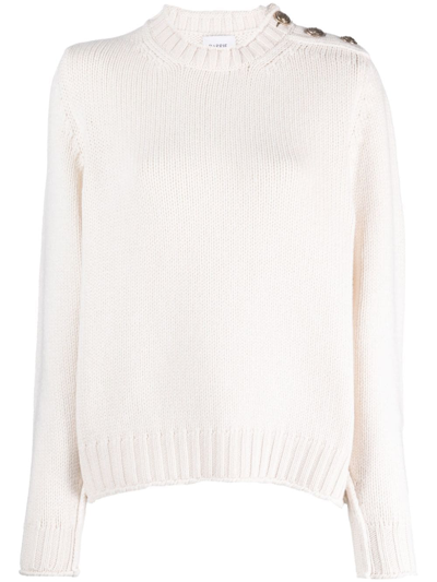 Barrie Button-detail Cashmere Jumper In White
