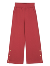 Balmain Decorative-buttons Wide-leg Cotton Trousers In Red