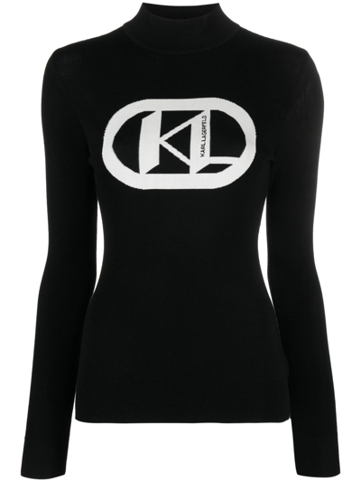 Karl Lagerfeld Logo-jacquard Jumper In Black
