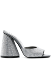 Attico Luz Mule Heel 105mm Grey In Metallic