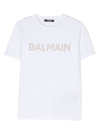 BALMAIN STUD-EMBELLISHED LOGO COTTON T-SHIRT