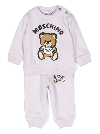 Moschino Babies' Logo-print Cotton Tracksuit (set Of Two) In Purple