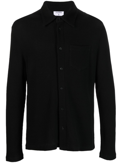 Filippa K Long-sleeve Organic-cotton Shirt In Black