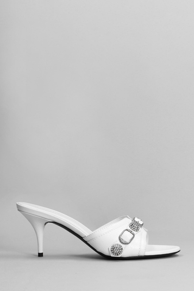 Balenciaga Slipper-mule In White Leather In Cyan