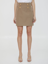 Balmain Wool Grain De Poudre Mini Skirt In Beige