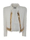 Balmain Side Embroidered Tweed Jacket In Gad Blanc Or