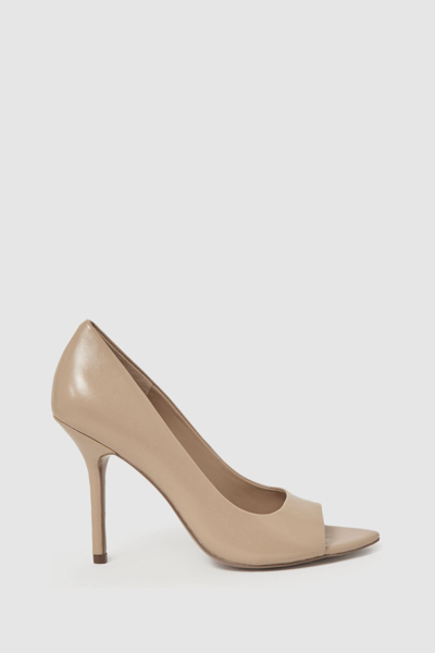 Reiss Isla - Nude Isla Leather Peep Toe Court Shoes, Uk 5 Eu 38