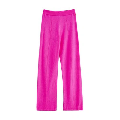 Chinti & Parker Wool-cashmere Wide-leg Track Pants In Hotpink